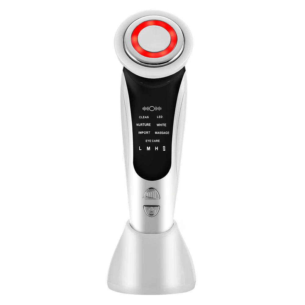 7 in 1 EMS Facial Massager with LED Light Vibration Hot Compress Skin Care Face Beauty Instrument Lifting Device Skincare